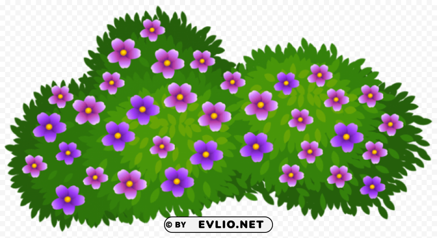 green bush with flowers Isolated Subject in Transparent PNG Format