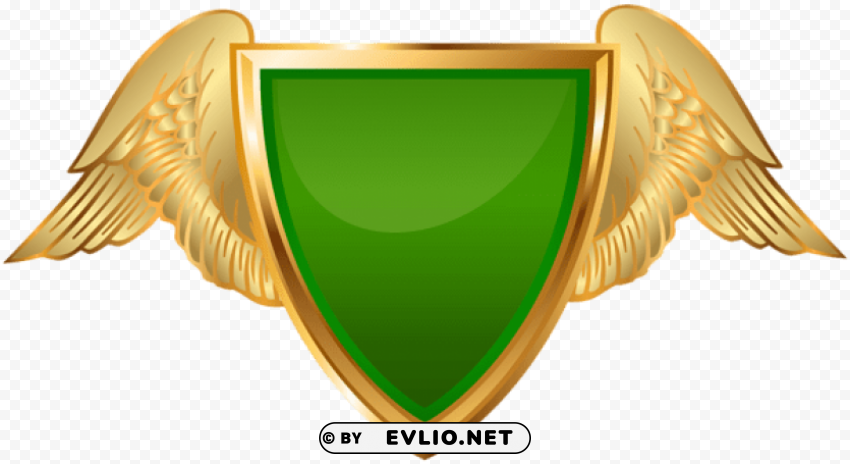 badge with wings green PNG for Photoshop