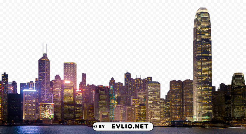 city at night skyline PNG transparent elements complete package