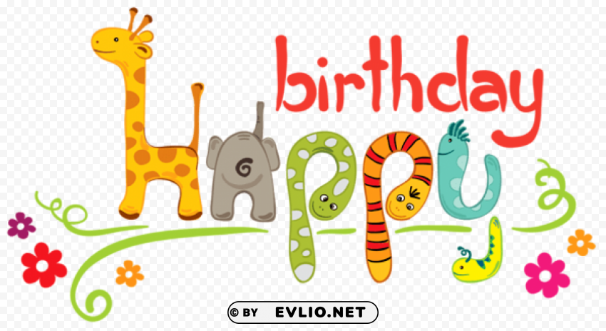 cute happy birthday kids Clean Background Isolated PNG Art