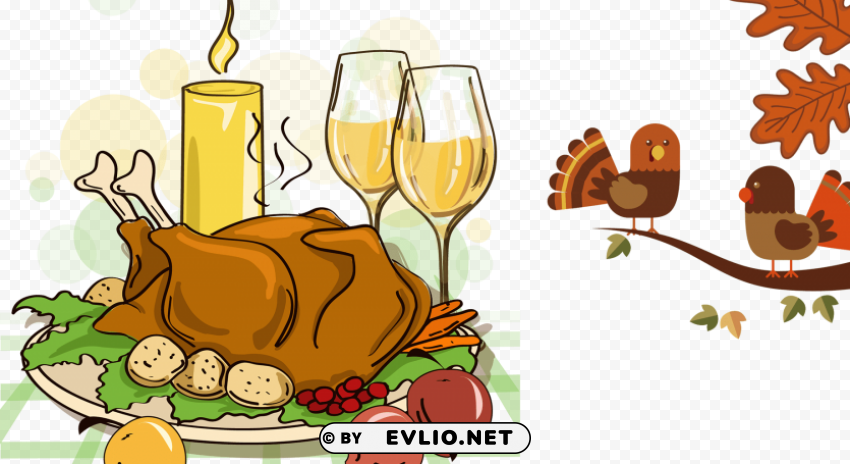 happy thanksgiving turkey dinner Free PNG file
