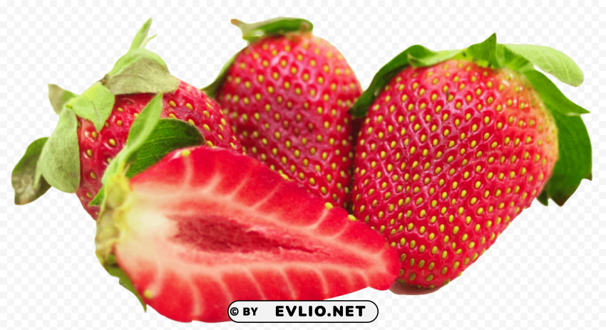 Strawberries with Leaves PNG Graphic with Isolated Clarity