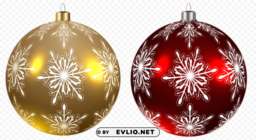 christmas balls yellow and red transparent PNG high resolution free