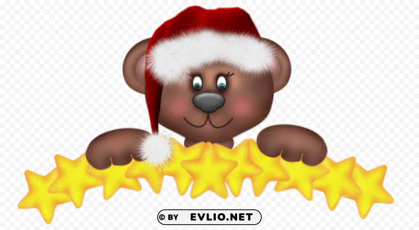 christmas bear with stars PNG photo with transparency