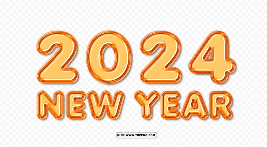 Gold Balloon 2024 New Year FREE Isolated Subject on HighQuality PNG