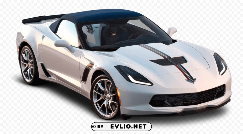 white corvette Clean Background Isolated PNG Image