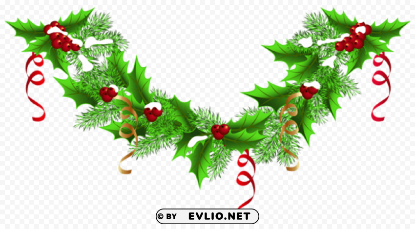 christmas pine garland clip-art ClearCut Background PNG Isolation