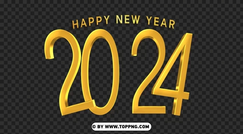 New Year 2024 Gold Transparent Images Free PNG for t-shirt designs