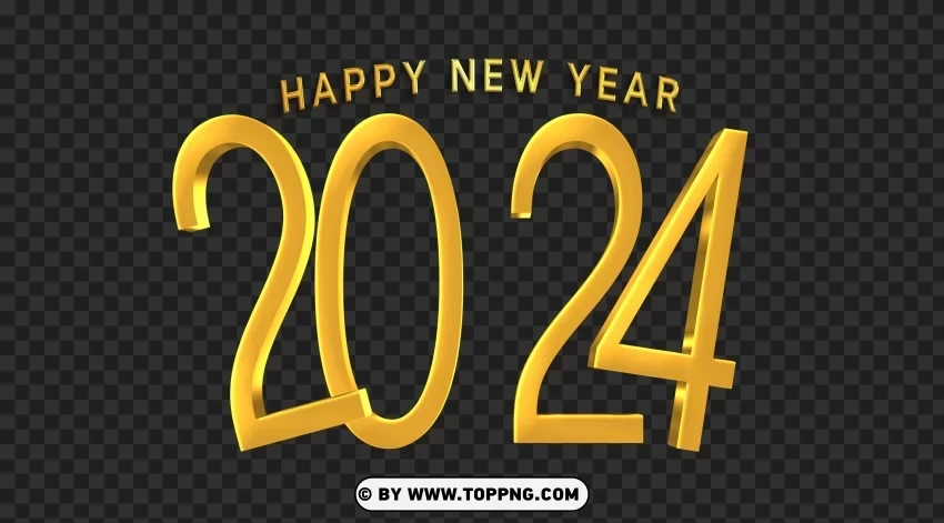 New Year 2024 Gold Transparent Images Free PNG For T-shirt Designs