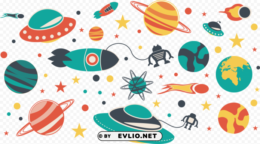 Space universe flat material PNG files with clear background collection