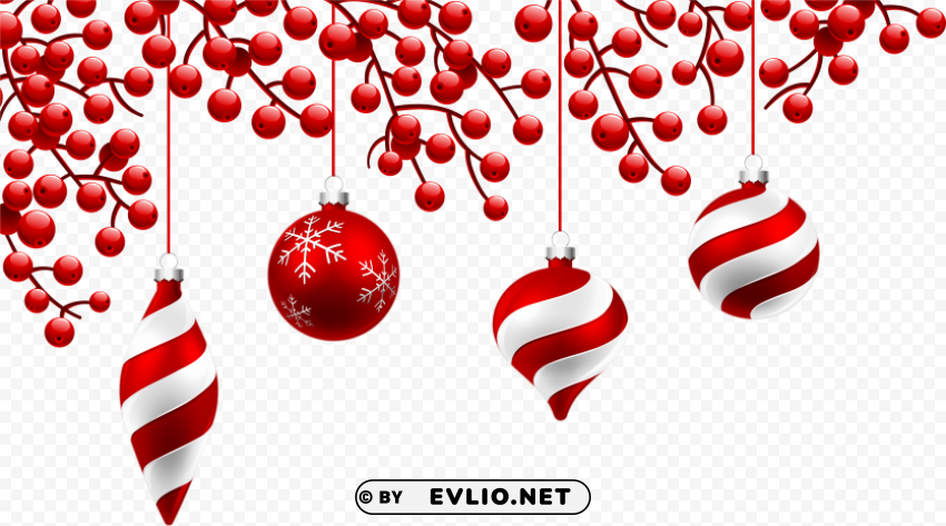 Red Christmas Decorations Isolated Artwork With Clear Background In PNG