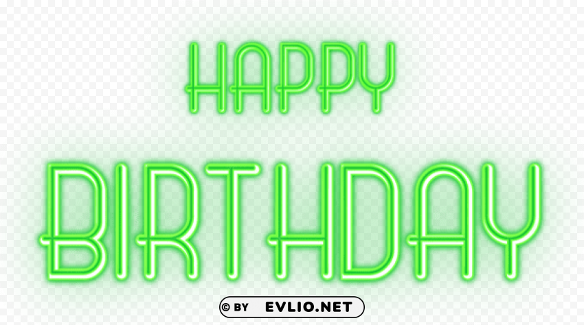 happy birthday glowing green text PNG images with transparent layering
