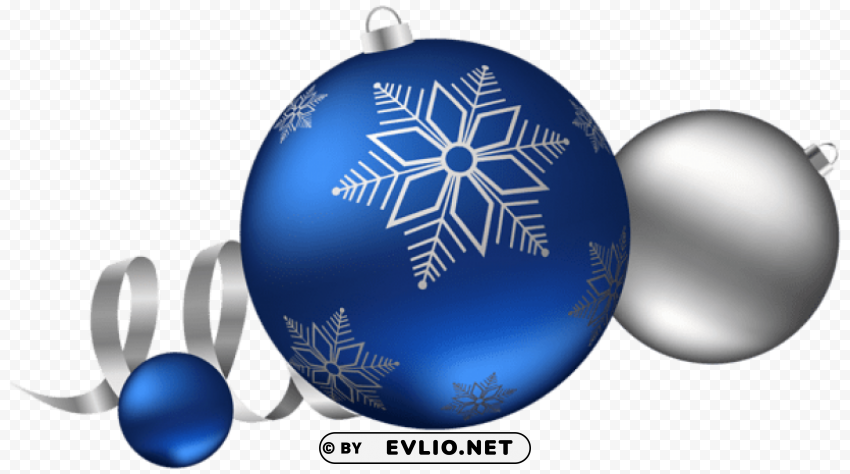 silver and blue christmas balls decoration PNG Graphic with Isolated Clarity