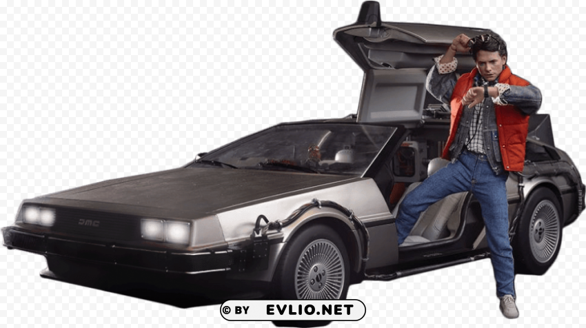 Delorean Marty Back To The Future Clear Background Isolated PNG Icon