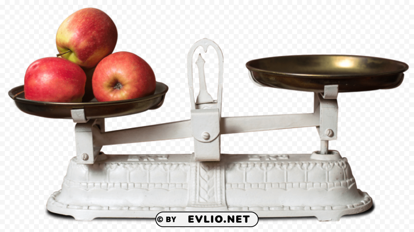 fresh apple in weight scale PNG images for mockups
