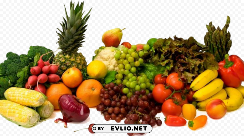 fruits and vegetables PNG with transparent overlay