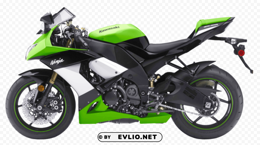 Green Kawasaki Ninja ZX 10R Sport Motorcycle Bike HighQuality Transparent PNG Isolated Artwork PNG with Clear Background - Image ID 676e46f7