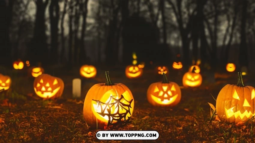 Creepy Graveyard in the Woods Halloween Night Isolated Item on HighQuality PNG