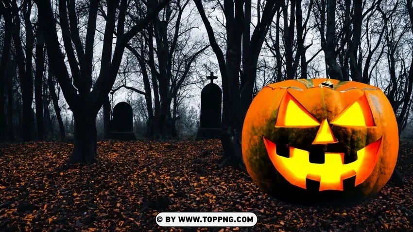 Eerie Forest Cemetery Spooky Halloween Background Isolated Object in HighQuality Transparent PNG