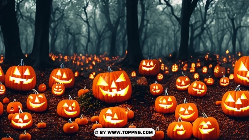 Gloomy Cemetery Scene Halloween Woods Isolated PNG Image with Transparent Background