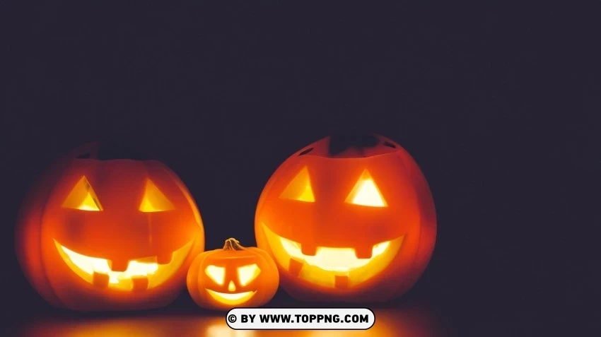 Halloween Nights Two Lit Jack-o'-Lanterns Wallpapers Isolated Subject in Transparent PNG Format