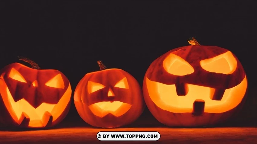 Illuminated Halloween Magic Nighttime Jack-o-Lanterns Isolated Subject With Transparent PNG