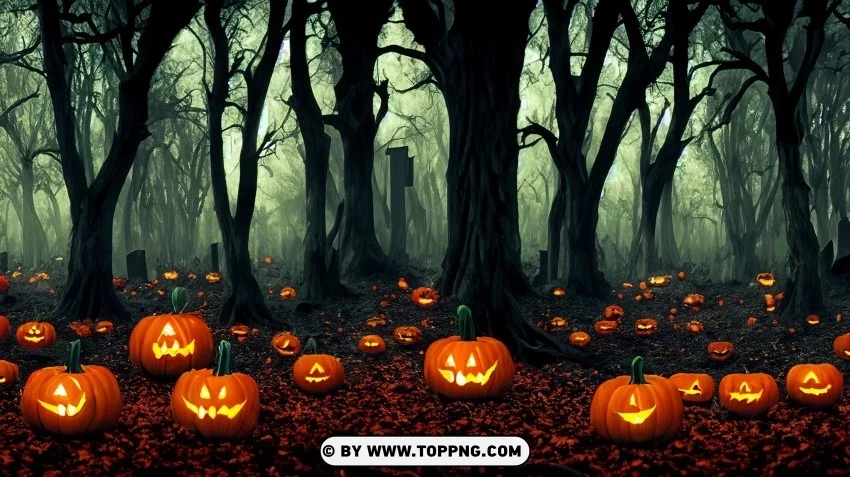 Into the Dark Halloween Background with Graveyard No-background PNGs