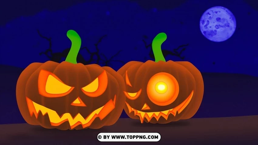 Lighted Pumpkin Pairs Nighttime Pictures PNG clip art transparent background - Image ID 76f59505