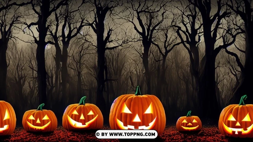 Night of the Haunts Scary Woods Halloween Background PNG cutout