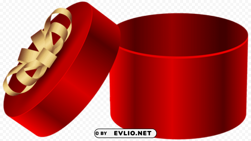red open round gift box PNG images for personal projects