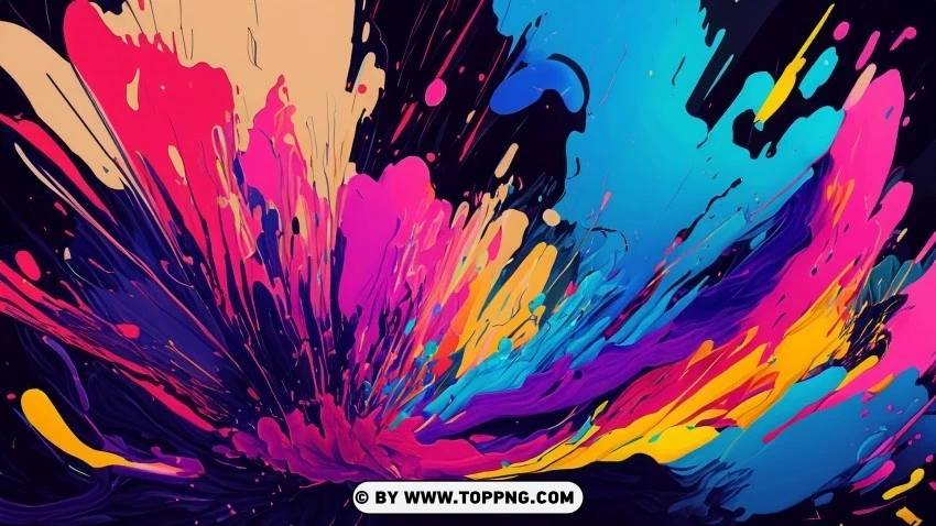 4K Abstract Art Exploding Colors Painting Background PNG Object Isolated with Transparency