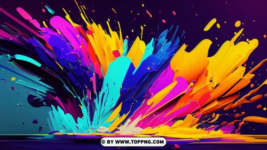 4K Artistic Brilliance Explosive Colors Painting PNG objects