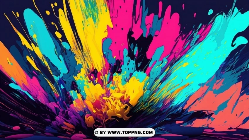 4K Splashing Colors Abstract Painting Background PNG pics with alpha channel