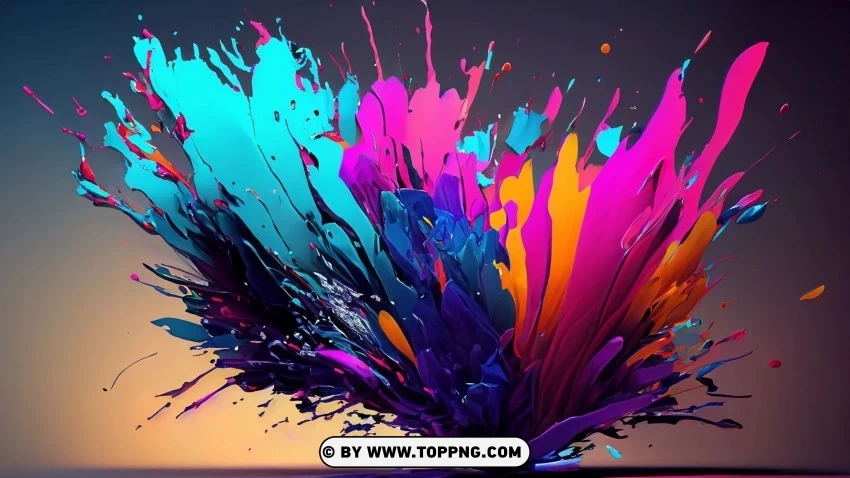 Abstract Painting in 4K Vibrant Splashing Colors PNG pictures with no background required