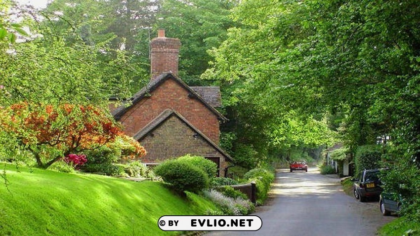 english village wallapaper Transparent PNG Isolated Graphic Detail