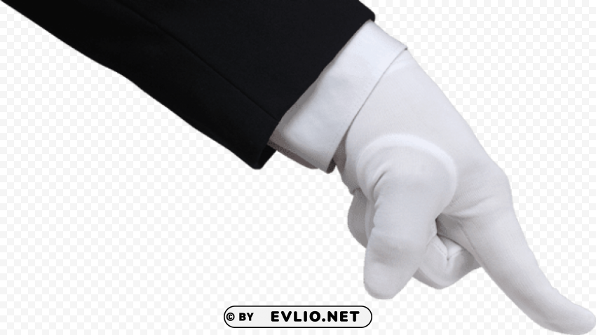 hand in white glove pushing down Clear Background Isolated PNG Icon