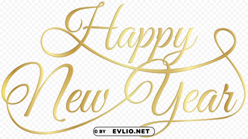 Happy New Year Golden Text PNG Image With Transparent Cutout