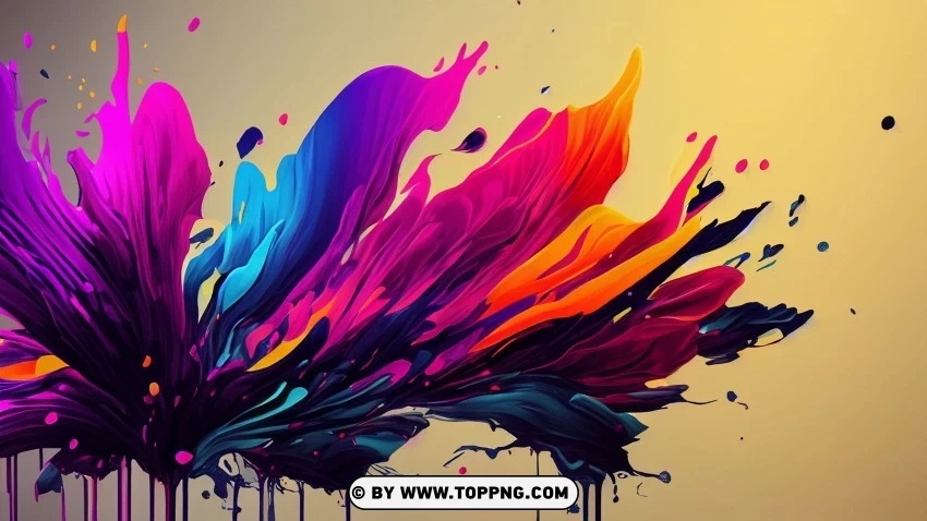 Spectacular 4K Abstract Painting Colorful Splashes PNG transparent backgrounds