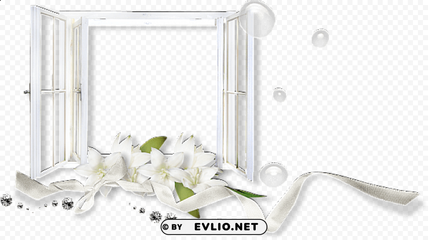 white window with white flowers frame Transparent PNG graphics bulk assortment