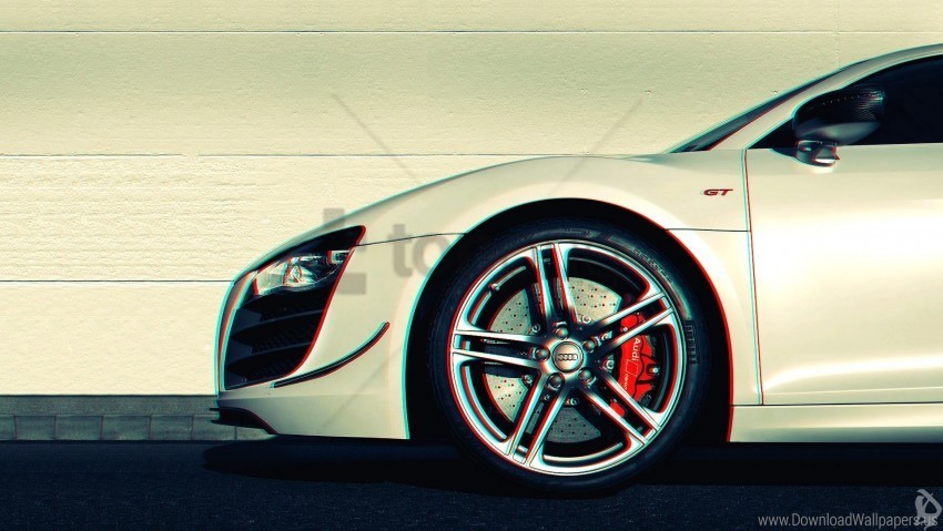 3d anaglyph audi r8 car wallpaper Clear Background PNG Isolation