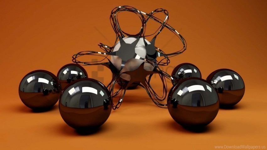 3d balls geometric glass metal plexus shapes wallpaper PNG download free