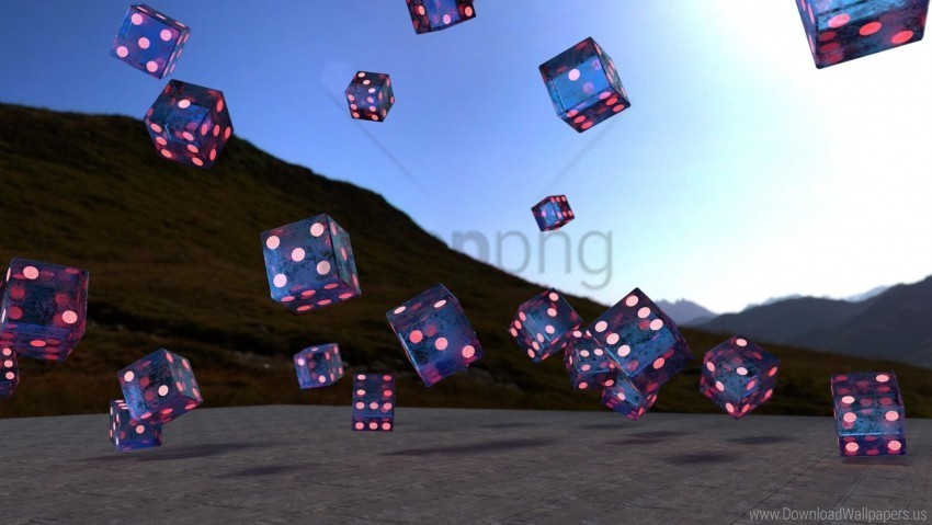 3d dice flying wallpaper PNG images for personal projects