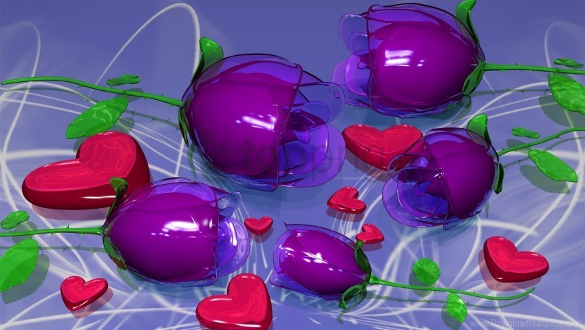 3d Heart Plastic Roses Wallpaper PNG Transparent Vectors