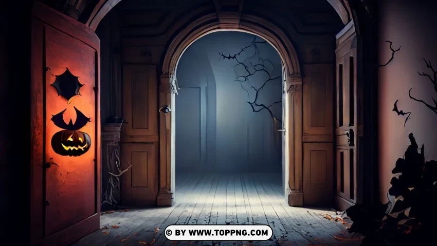 4K Wallpaper Haunting Halloween Gateway to Darkness PNG with transparent backdrop