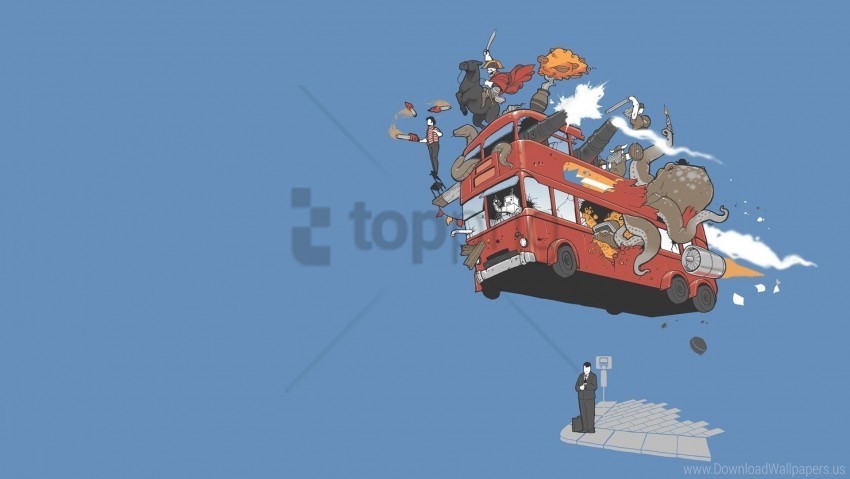 animals bus cartoon flight sky wallpaper Transparent background PNG images selection
