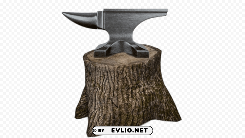 anvil on wood block PNG for digital art