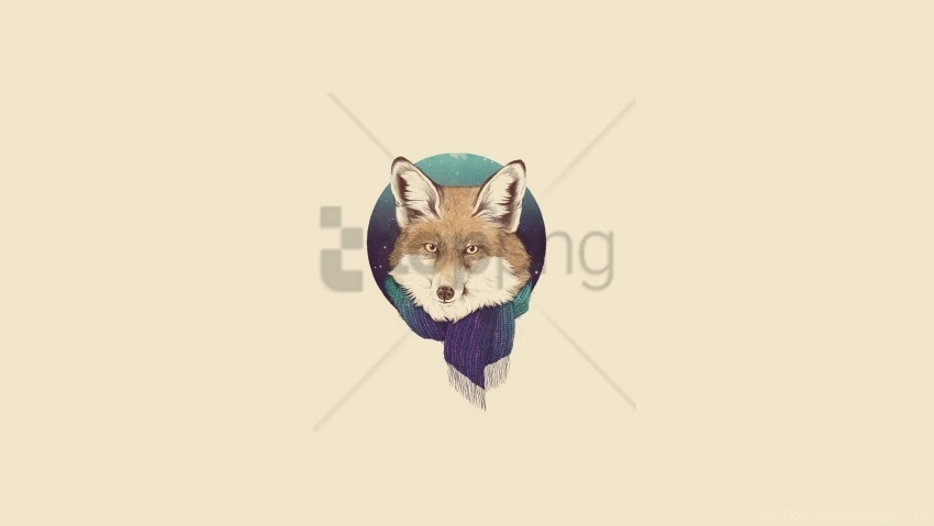 art fox minimalism scarf wallpaper Isolated Object with Transparent Background in PNG