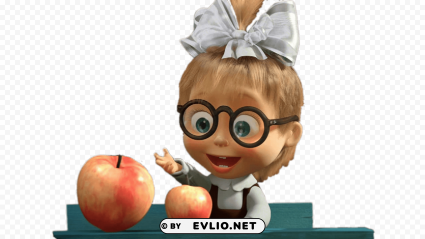 baby masha and two apples Isolated Illustration in HighQuality Transparent PNG