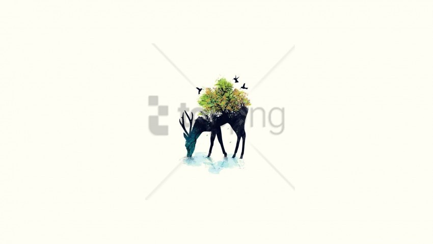background deer minimalism nature vector wallpaper Isolated Item on HighQuality PNG