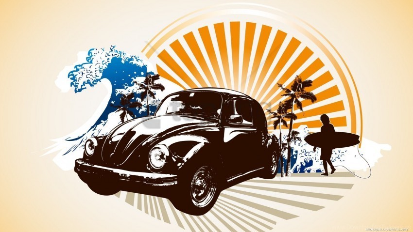 beach car person wave wallpaper PNG transparent photos assortment